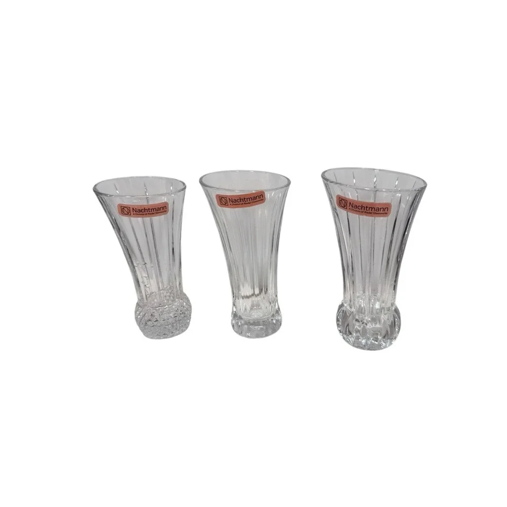 Set of 3 Nachtmann Crystal Bud Vases Germany Clear Cut Glass Vintage‎ Flowers